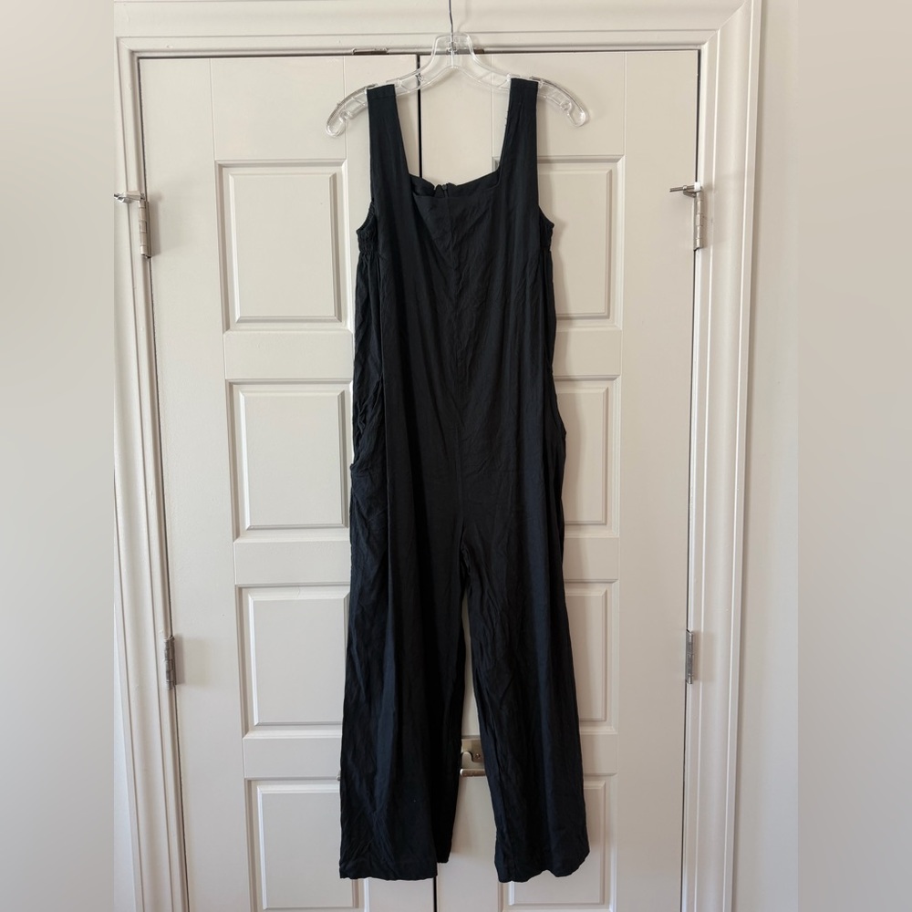 Halston Heritage Linen Black Wide-Leg Jumpsuit